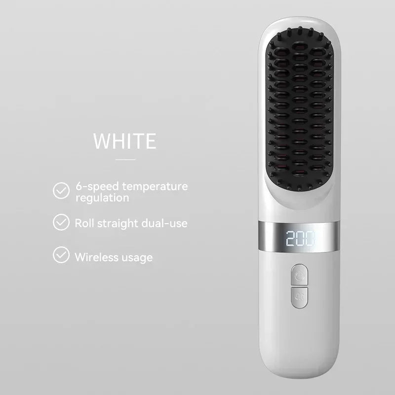 New Electric Hot Comb Multifunctional Wireless Straight Hair Straightener Negative Ion Anti-Scalding Straightening Brush 2025