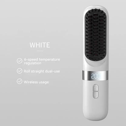 New Electric Hot Comb Multifunctional Wireless Straight Hair Straightener Negative Ion Anti-Scalding Straightening Brush 2025