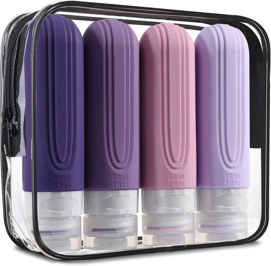 4 Pc/Set Travel Bottles for Toiletries BPA Free Leak Proof Squeezable Travel Size Containers Travel Accessories Essentials