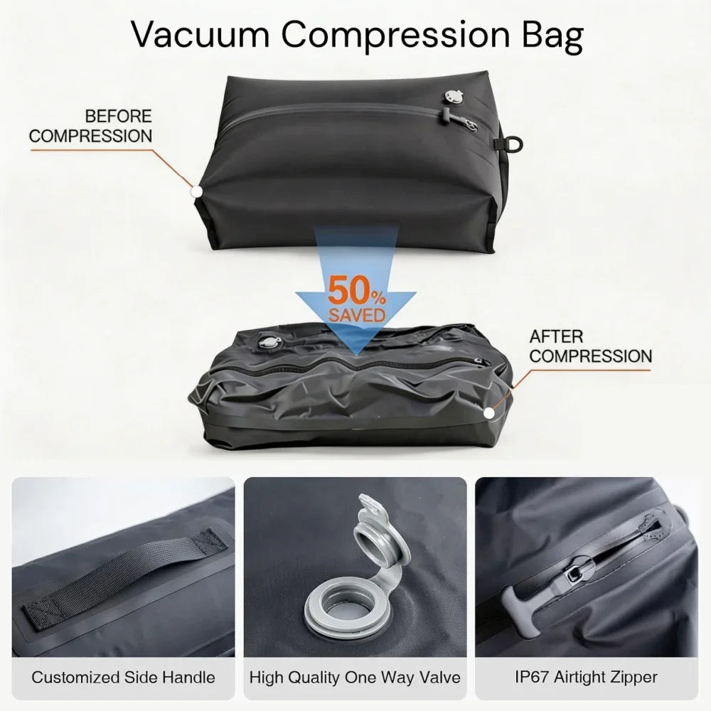 Travel Compression Bags, Waterproof Vacuum Storage Bags for Clothes Suitcase, Space Saving Bag for Travel Moving Essentials