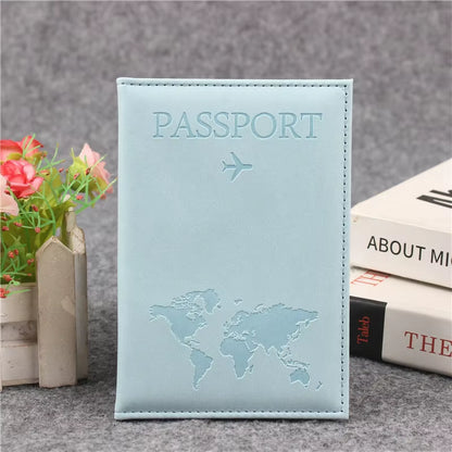 PU Leather Passport Cover for Men & Women Organizer - Protective Card Holder ID Document Covers World Map Travel Passport Case