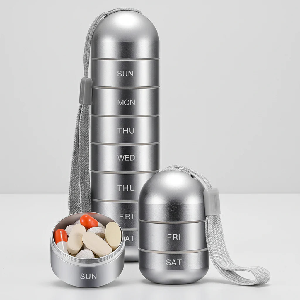 Portable Aluminum Pill Box - Pilltower