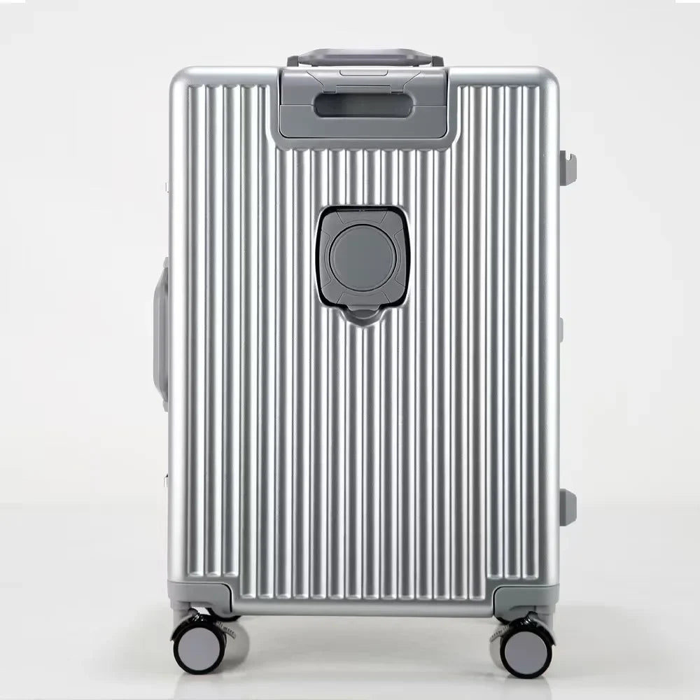 Suitcases Luggage Front Opening Cabin Luggage with USB Cup Holder Female Trolley Case Male Brake Wheel Traveling Bag Luggage