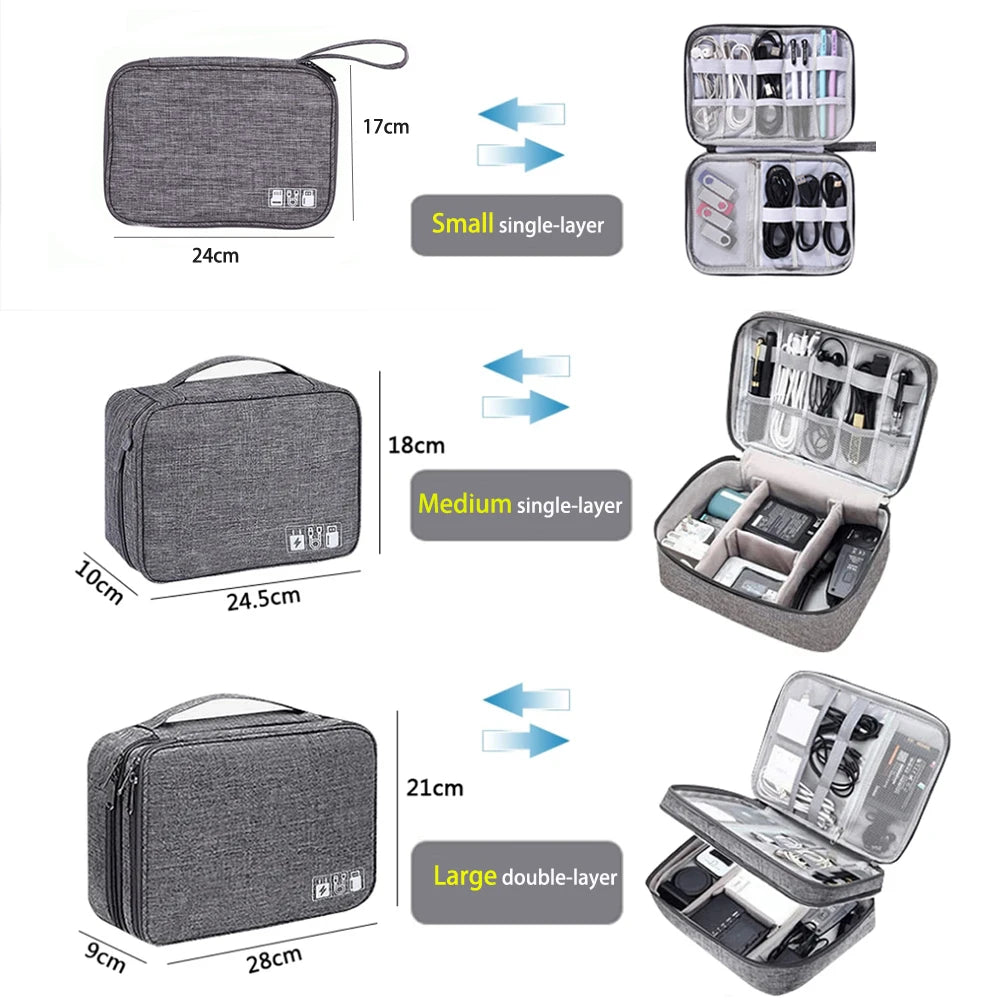 Portable Travel Cable Organizer Case Cable Storage Bag Waterproof Digital Electronic Accessories Organizer for USB Charger Plug