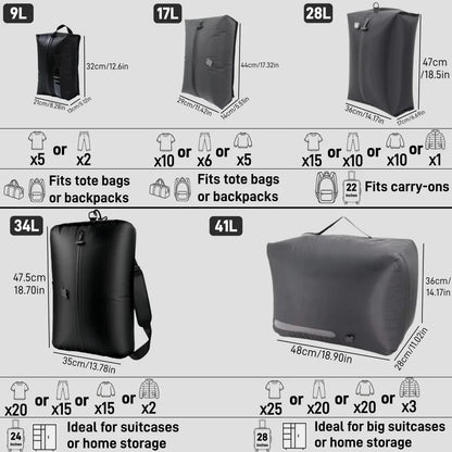 Travel Compression Bags, Waterproof Vacuum Storage Bags for Clothes Suitcase, Space Saving Bag for Travel Moving Essentials