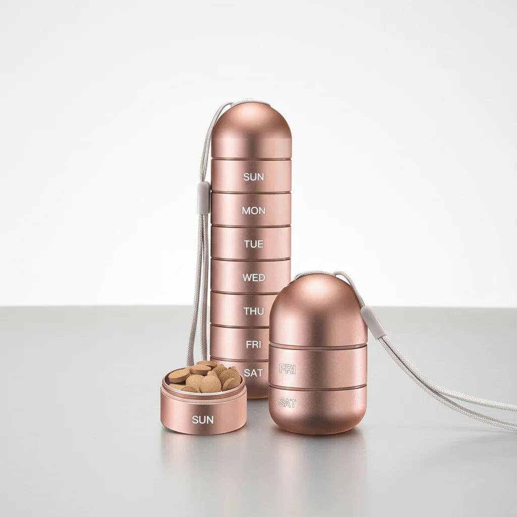 Portable Aluminum Pill Box - Pilltower